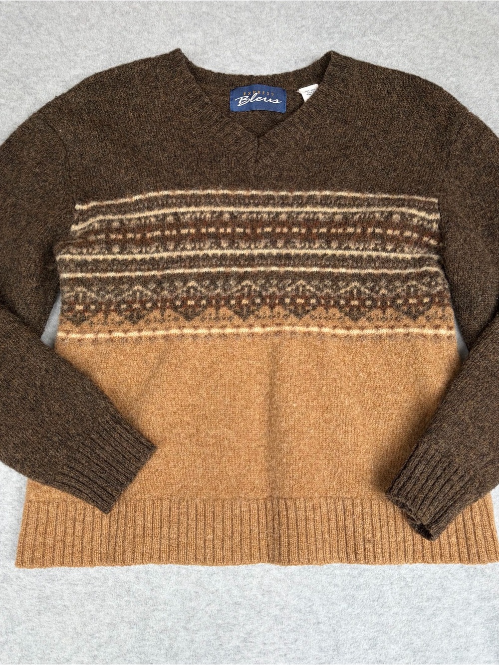 Vintage Cabincore Fair Isle Wool Sweater Women’s Large